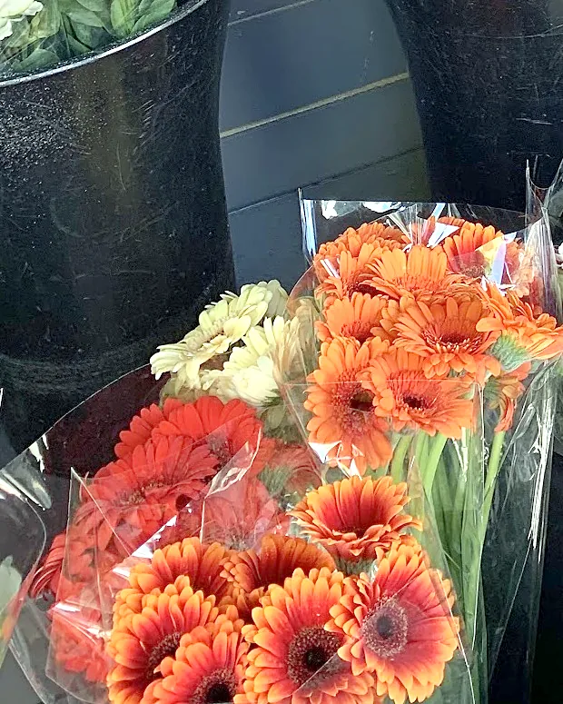 Orange gerbera bunches